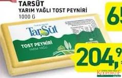 TARIM KREDİ TARSÜT YARIM YAĞLI TOST PEYNİRİ 1000 G fiyat ve kampanya bilgisi